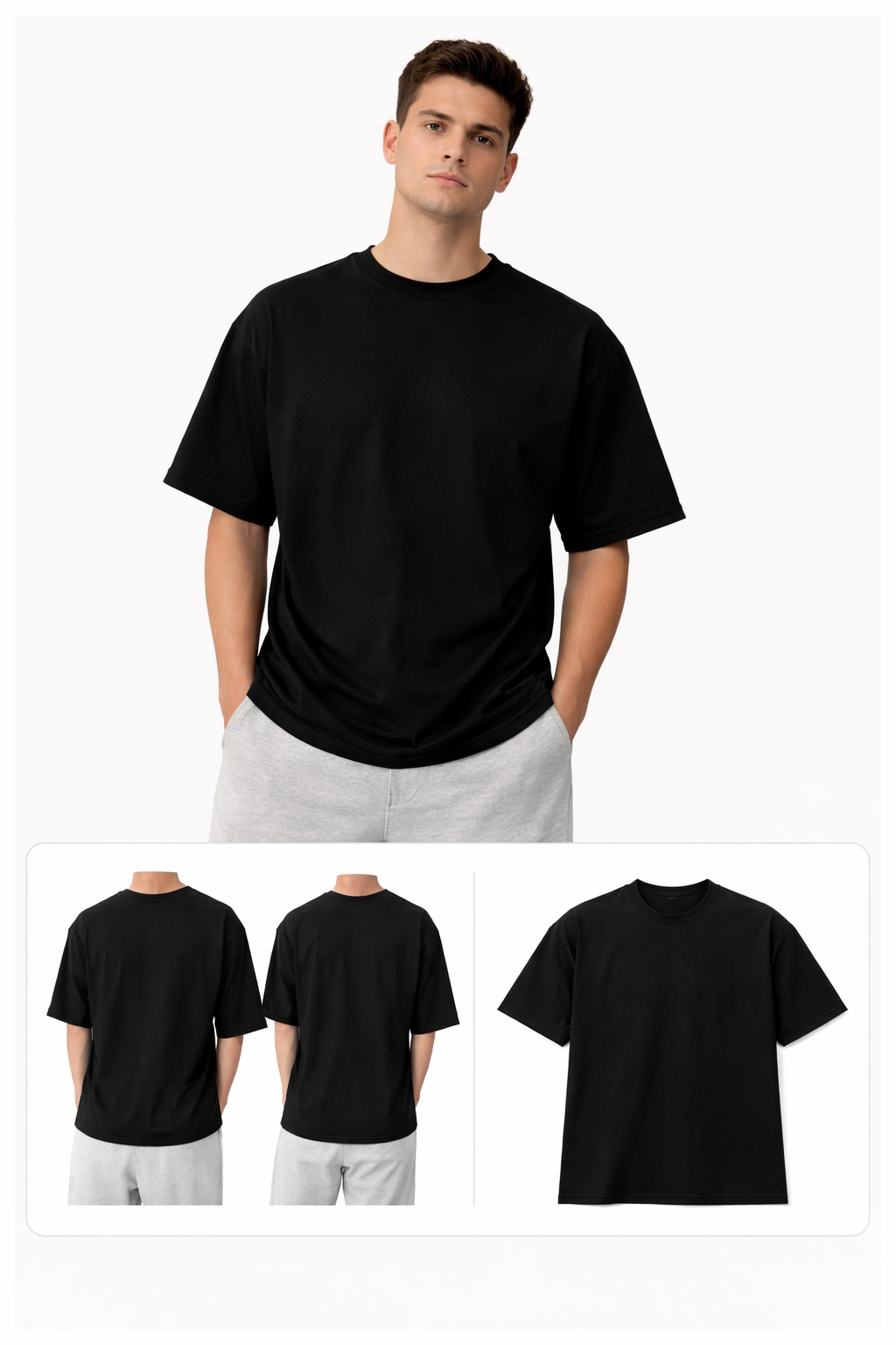 Men Cotton Lycra Oversized T-Shirt for Boys | Half Sleeve Round Neck Plain White Tshirt (Copy)