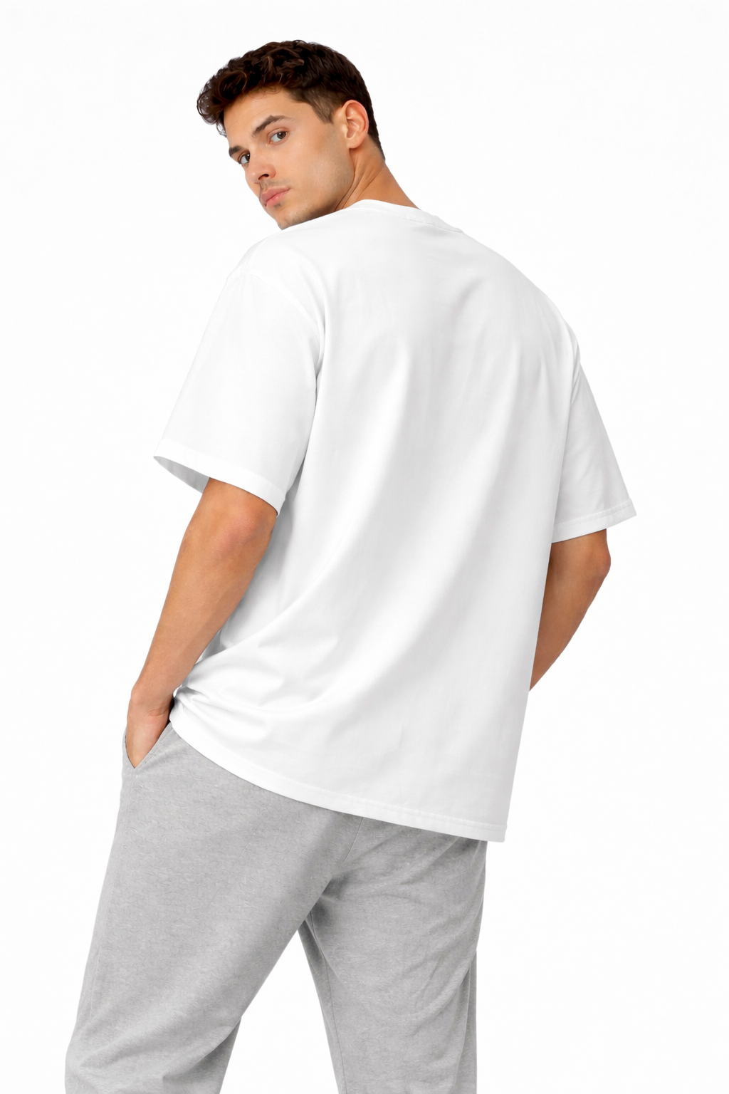 Men Cotton Lycra Oversized T-Shirt for Boys | Half Sleeve Round Neck Plain White Tshirt