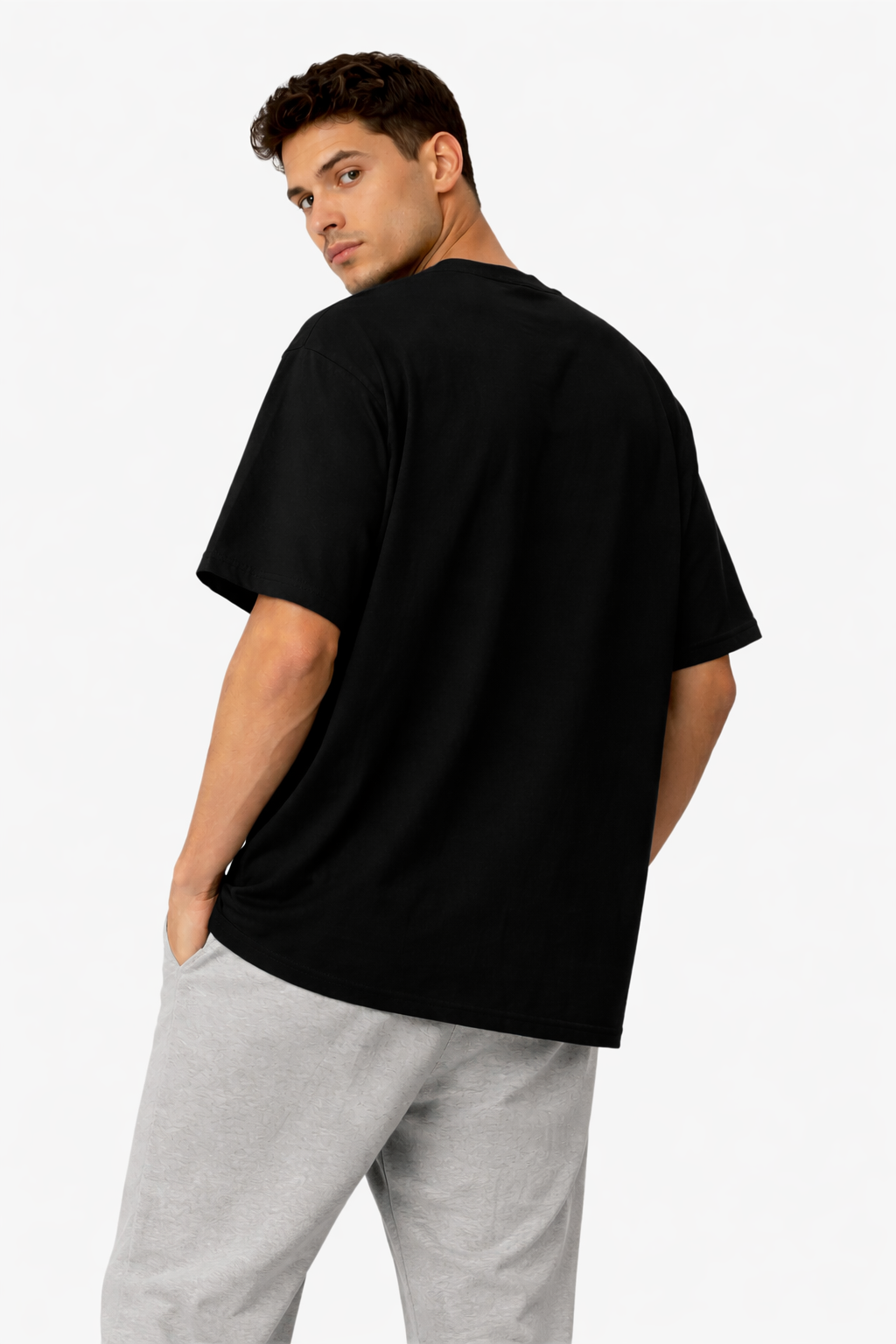 Men Cotton Lycra Oversized T-Shirt for Boys | Half Sleeve Round Neck Plain White Tshirt (Copy)