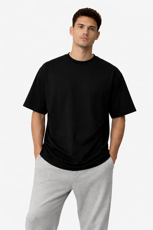 Men Cotton Lycra Oversized T-Shirt for Boys | Half Sleeve Round Neck Plain White Tshirt (Copy)